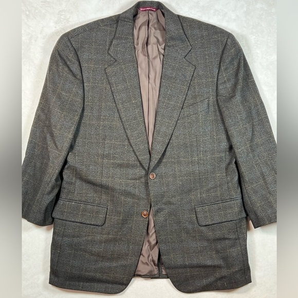 Samuelsohn Made in Canada 100% Wool Brown Plaid Classic Sports Coat Blazer EUC - Picture 3 of 15